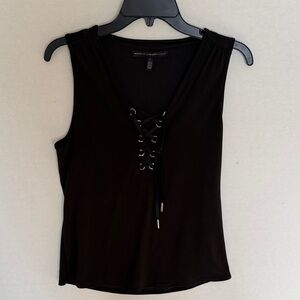 White House Black Market Lace-Up Black Tank Top